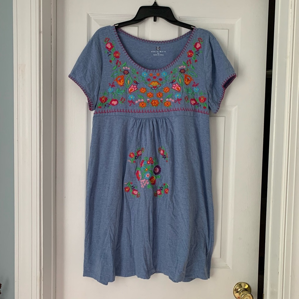 Embroidered Boho Dress, XL